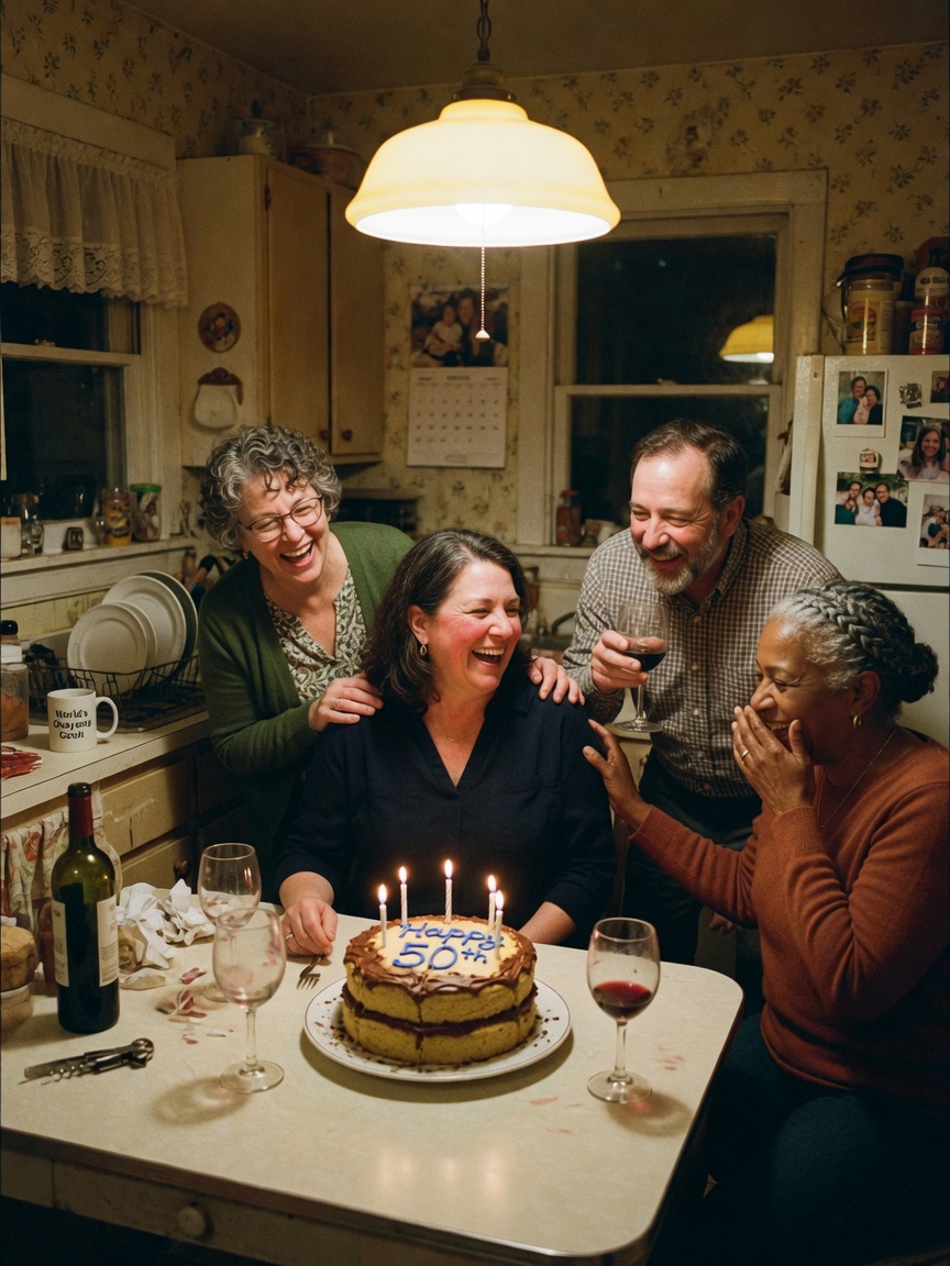KI-Muster: Freunde feiern einen Geburtstag